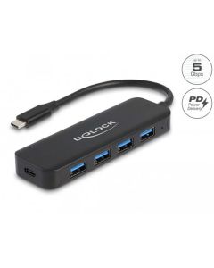 Delock Rozbočovač USB Type-C™, 4 porty, USB 3.2 Gen 1 a s Power Delivery, 85 W