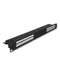 Delock Spojovací panel, rozměr 19”, 16 portů, Cat.6A, 1U, černá
