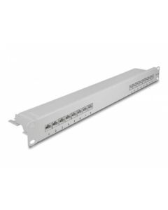 Delock Spojovací panel, rozměr 19”, 16 portů, Cat.6A, 1U, šedá