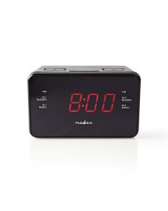 Nedis CLAR002BK - Digitální budík s rádiem| LED Displej | AM / FM | Časovač vypnutí | Počet alarmů: 2 | Černá
