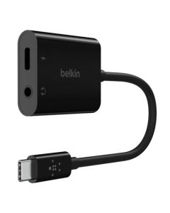 Belkin USB-C adaptér/rozdvojka 1x USB-C M/ 1x USB-C F napájení 60W + 1x 3,5mm jack, černá