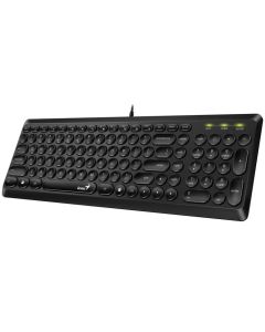 Genius Slimstar Q200 Klávesnice, drátová, retro design, USB, CZ+SK layout, černá