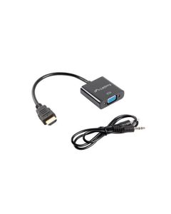 LANBERG adaptér HDMI (M) na VGA (F) + Minijack 3.5mm (F) kabel 20cm
