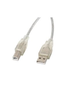 LANBERG USB-A (M) na USB-B (M) 2.0 kabel 3m, transparentní