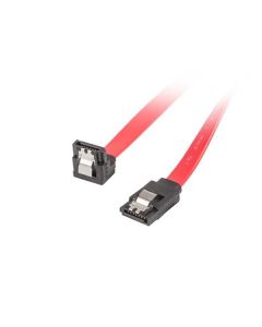 LANBERG SATA III datový kabel (6GB/S) F / F 50cm úhlový / rovný, kovová západka, červený
