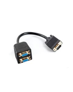 LANBERG adaptér VGA (M) na 2x VGA (F) kabel 20cm, černý