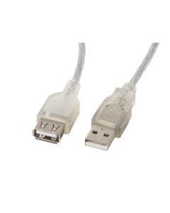 LANBERG USB-A M / F 2.0 kabel 5m, transparentní