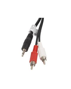 LANBERG Minijack 3.5mm (M) 3 PIN na 2x RCA (CINCH) (M) kabel 5m 