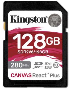 KINGSTON Canvas React Plus 128GB SDXC / UHS-II / U3 / V60 / 280R/100W / Full HD/4K