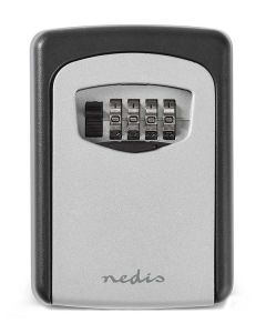 NEDIS trezor na klíče/ kombinace Dial Lock/ 2 klíče/ vnitřní a venkovní/ hliník/ černo-šedý