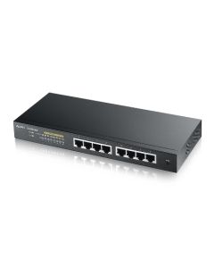 Zyxel GS1900-8HP, 8-port GbE L2 PoE Smart Switch, 802.3at, desktop, fanless, 77 Watt
