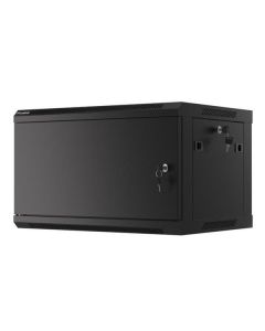 LANBERG Nástěnná jednodílná skříň 19" 6U/600x450, černá (RAL9004), plechové dveře