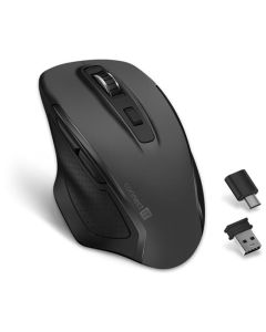 CONNECT IT Dual SmartSwitch bezdrátová myš, USB-A + C (+1x AA baterie zdarma), ŠEDÁ