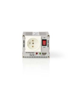 Nedis PIMS30012E - Měnič, Modifikovaná Sinusová Vlna | 12 V DC - 230 V AC | 300 W | Type E / USB | Pojistka | Stříbrná