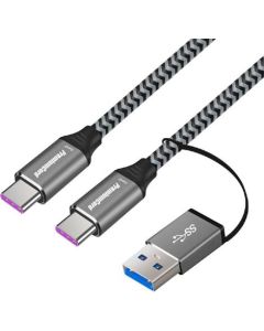 PremiumCord USB-C kabel ( USB 3.2 GEN 2, 5A, 100W, 20Gbit/s ) bavlněný oplet, 2m