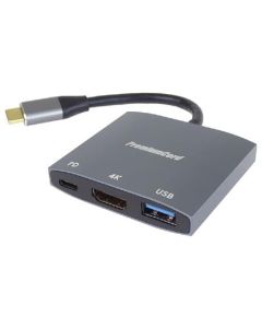 PremiumCord adaptér USB-C na HDMI, USB3.0, PD, rozlišení 4K a FULL HD 1080p