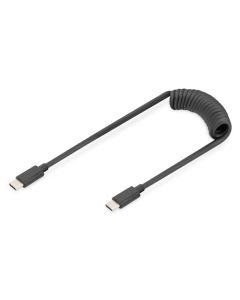 DIGITUS Kabel USB typu C na USB typ C Pružinový TPU USB 2.0, PD60W Max; 1m