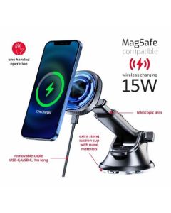 MAGNETICKÝ DRŽÁK DO AUTA SWISSTEN S BEZDRÁTOVÝM NABÍJENÍM 15W DASHBOARD (MagSafe compatible)