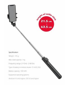 SWISSTEN BLUETOOTH SELFIE STICK ALUMINUM TRIPOD PRO