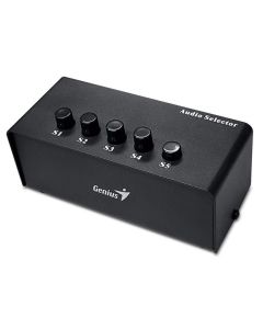Genius Stereo Switching Box , Přepínač, audio, 2x RCA vstup, 5x 3,5mm jack výstup, stereo, černý