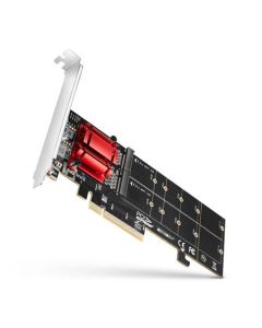 AXAGON PCEM2-ND, PCI-Express x8 řadič pro připojení až dvou NVMe M.2 SSD disků k počítači