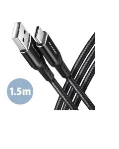 AXAGON BUCM-AM15AB, HQ kabel USB-C <-> USB-A, 1.5m, USB 2.0, 3A, ALU, oplet, černý