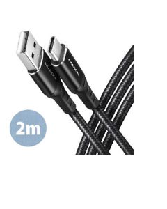 AXAGON BUCM-AM20AB, HQ kabel USB-C <-> USB-A, 2m, USB 2.0, 3A, ALU, oplet, černý