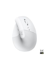 Logitech Lift Vertical Ergonomic Mouse - Bílá, 400-4000dpi, 6 tlačítek, bluetooth, logitech bolt