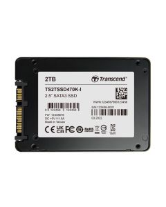 TRANSCEND SSD470K-I 2TB Industrial (3K P/E) SSD disk 2.5" SATA3, 3D TLC, Aluminium case, 560MB/s R, 520 MB/W, černý