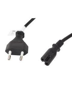 LANBERG CEE 7/16 na IEC 320 C7 EURO (RADIO) POWER CORD 3M VDE černý  