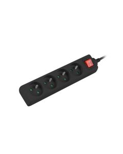 LANBERG Prodlužovací přívod   1.5M 4X klasická zásuvka s vypínačem měď kabel černý