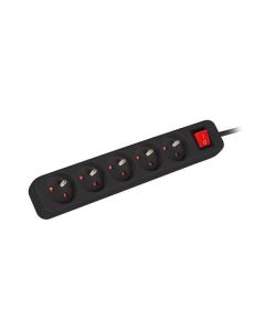 LANBERG Prodlužovací přívod   1.5M 5X klasická zásuvka s vypínačem měď kabel černý