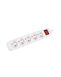 LANBERG Prodlužovací přívod   1.5M 5X klasická zásuvka s vypínačem měď kabel bílý