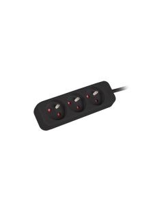 LANBERG Prodlužovací přívod   3M 3X klasická zásuvka měď kabel černý