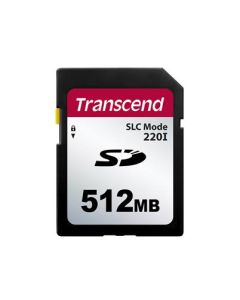 Transcend 512MB SD220I MLC průmyslová paměťová karta (SLC Mode), 22MB/s R,20MB/s W, černá