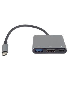 PremiumCord Adaptér USB-C na HDMI + USB3.0 + PD, rozlišení 4K a FULL HD 1080p