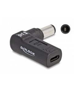 Delock Adaptér na kabel na nabíjení laptopu, ze zásuvky USB Type-C™ na zástrčku HP 7,4 x 5,0 mm, úhlový 90°
