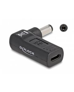 Delock Adaptér na kabel na nabíjení laptopu, ze zásuvky USB Type-C™ na zástrčku 5,5 x 2,1 mm, úhlový 90°