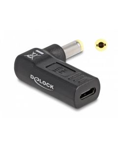 Delock Adaptér na kabel na nabíjení laptopu, ze zásuvky USB Type-C™ na zástrčku 5,5 x 2,5 mm, úhlový 90
