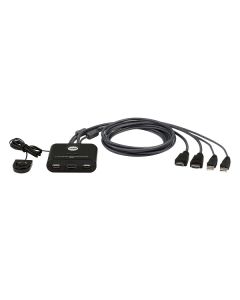 ATEN 2-port HDMI KVM USB mini, integrované kabely, tlačítko pro přepínání