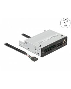 Delock 3.5” USB 2.0 čtečka karet 5 slotů + 1 x USB 2.0 Typ-A samice