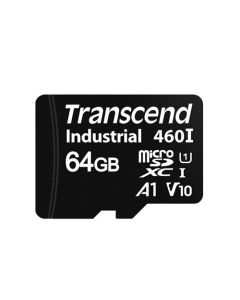 Transcend 64GB microSDXC460I UHS-I U1 V10 A1 3K P/E (3D TLC) průmyslová paměťová karta, 100MB/s R, 85MB/s W, černá