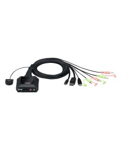 ATEN 2-port 4K USB-C/Displayport Hybrid KVMP, audio, 1.2m kabely