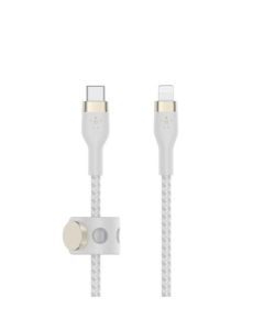 Belkin BOOST CHARGE™ Lightning/USB-C kabel, 1m, bílý - odolný PRO Flex