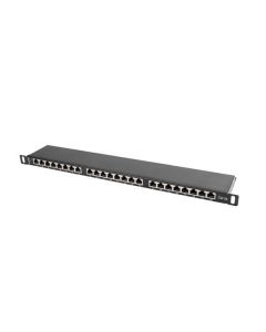 LANBERG PATCH PANEL 24 PORT 0.5U 19” CAT.5E SHIELDED BLACK  