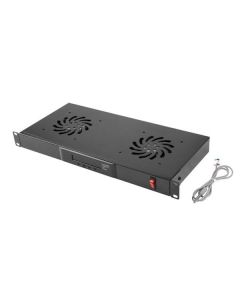 LANBERG 19" FAN UNIT / VENTILATION PANEL WITH LCD 2 FANS + THERMOSTAT 230V BLACK  