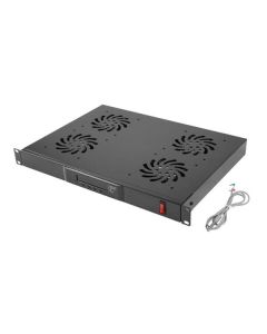 LANBERG 19" FAN UNIT / VENTILATION PANEL WITH LCD 4 FANS + THERMOSTAT 230V BLACK  