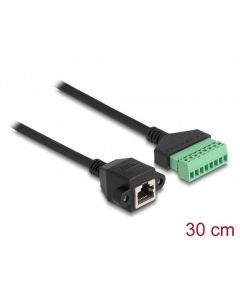 Delock Adaptér ze zásuvky kabelu RJ45 Cat.6 na svorkovnici, pro vestavbu, 30 cm, dvoudílný