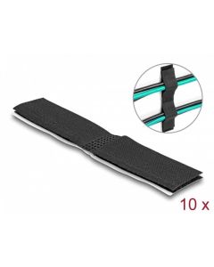 Delock Držák kabelů na suchý zip, samolepící, D 110 mm x Š 20 mm, sada 10 ks, černý