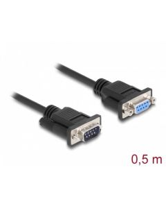 Delock Sériový kabel rozhraní RS-232 D-Sub9, ze zásuvkového na zásuvkový, délky 0,5 m, null modem